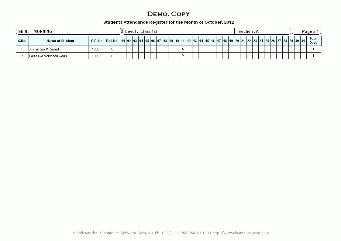 cleantouch school management system 3 0 site attendance register