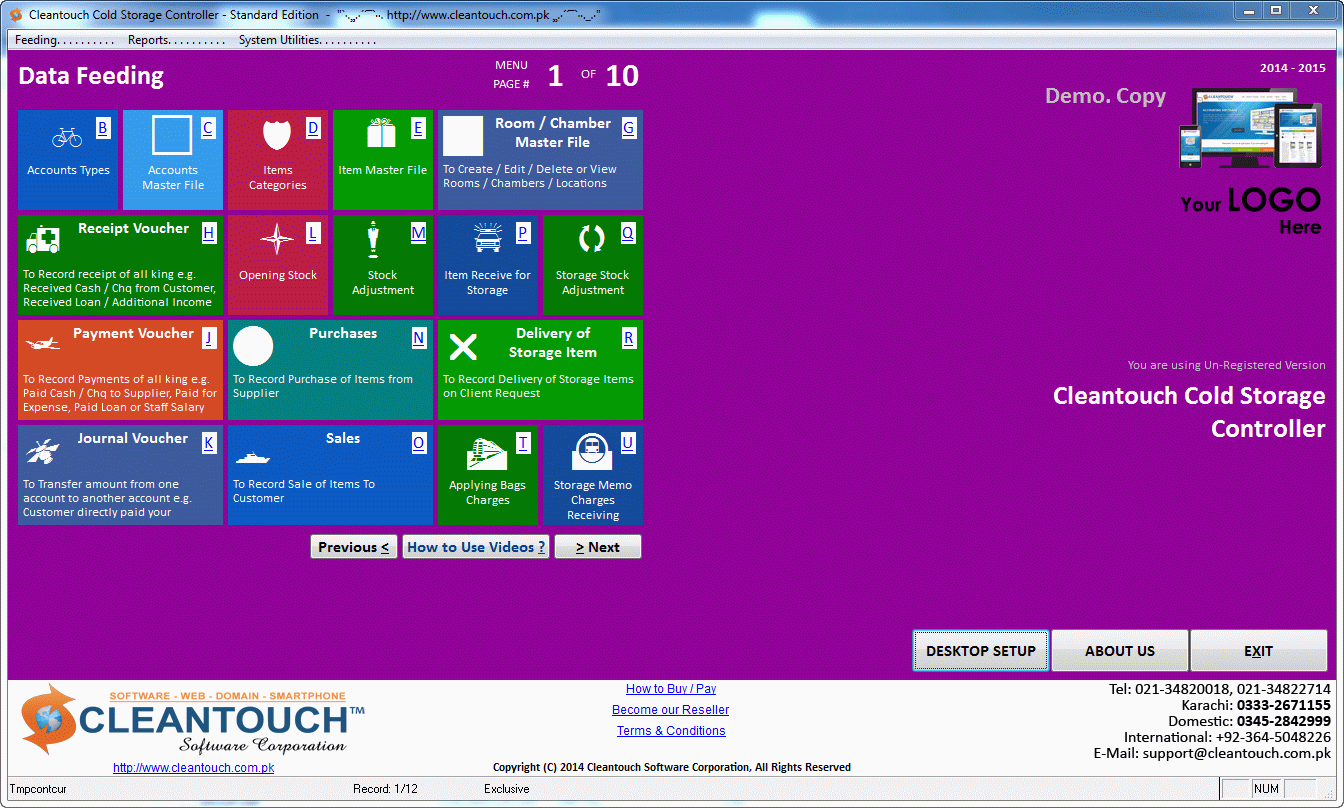 Cleantouch Cold Storage Controller screenshot Cleantouch Cold Storage Controller screenshot