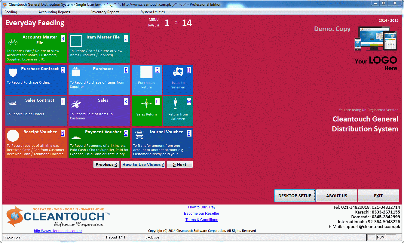 Cleantouch General Distribution System screenshot Cleantouch General Distribution System screenshot