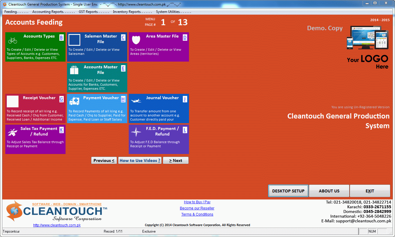 Click to view Cleantouch General Production System 1.0 screenshot