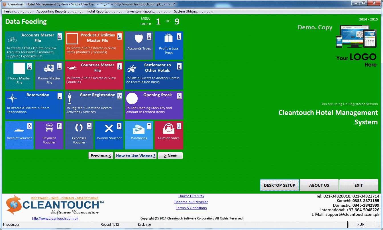 Click to view Cleantouch Hotel Management System 1.0 screenshot