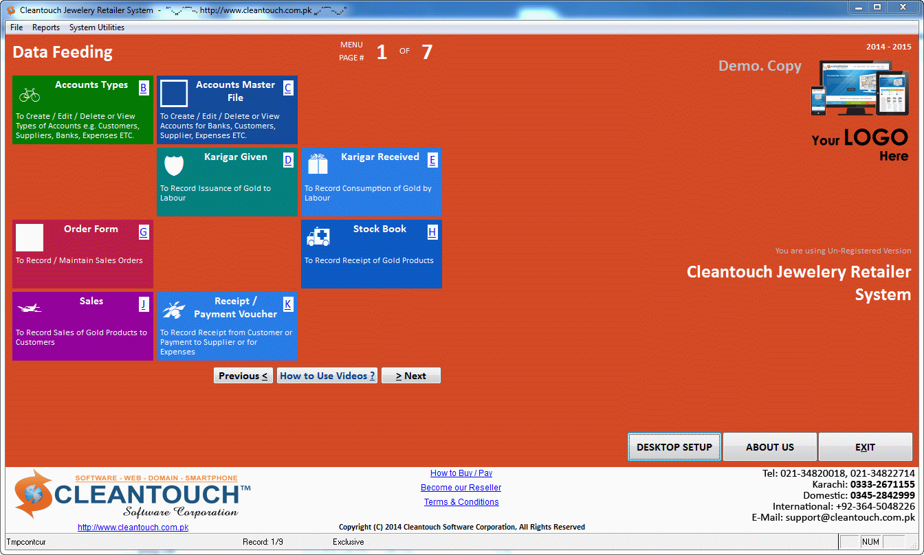 Cleantouch Jewelery Retailer System screenshot Cleantouch Jewelery Retailer System screenshot