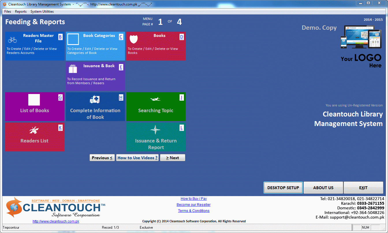 Click to view Cleantouch Library Management System 1.0 screenshot
