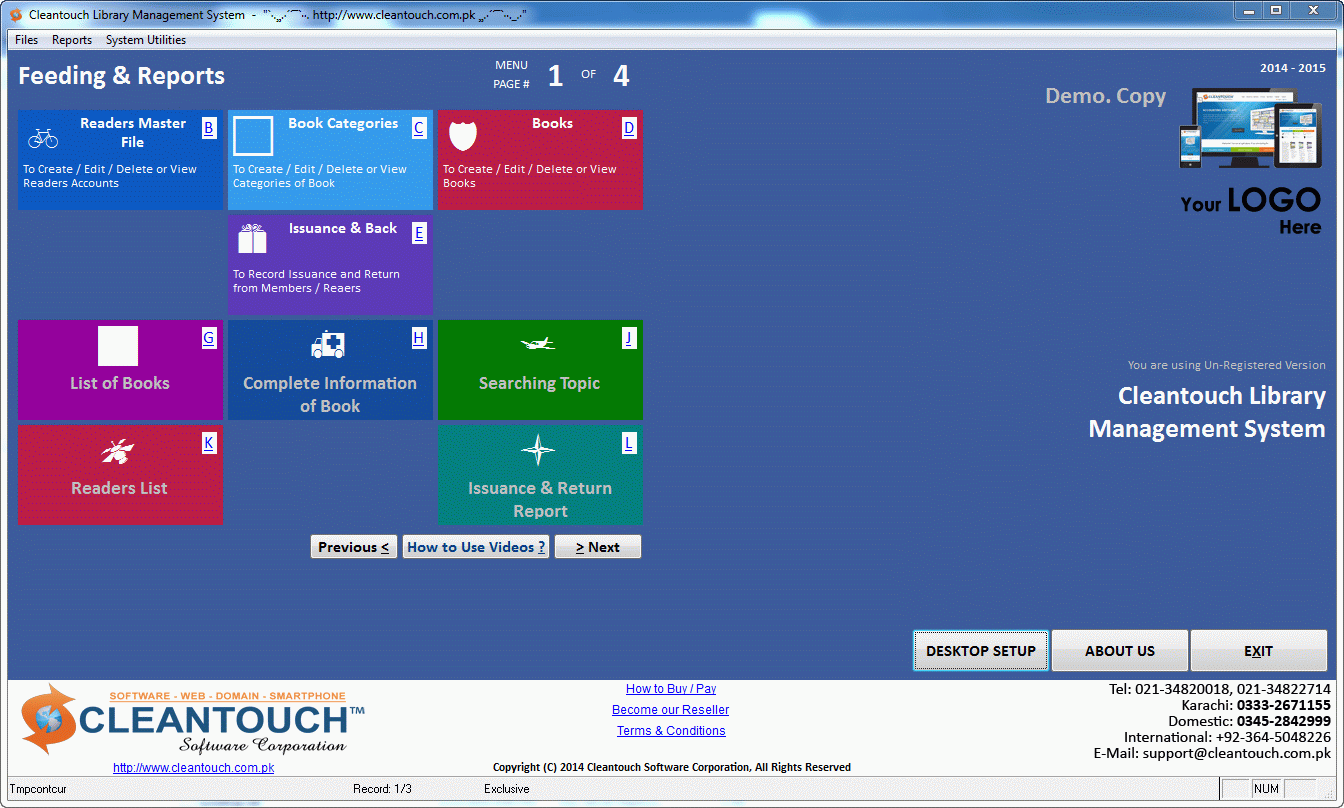 Cleantouch Library Management System screenshot Cleantouch Library Management System screenshot